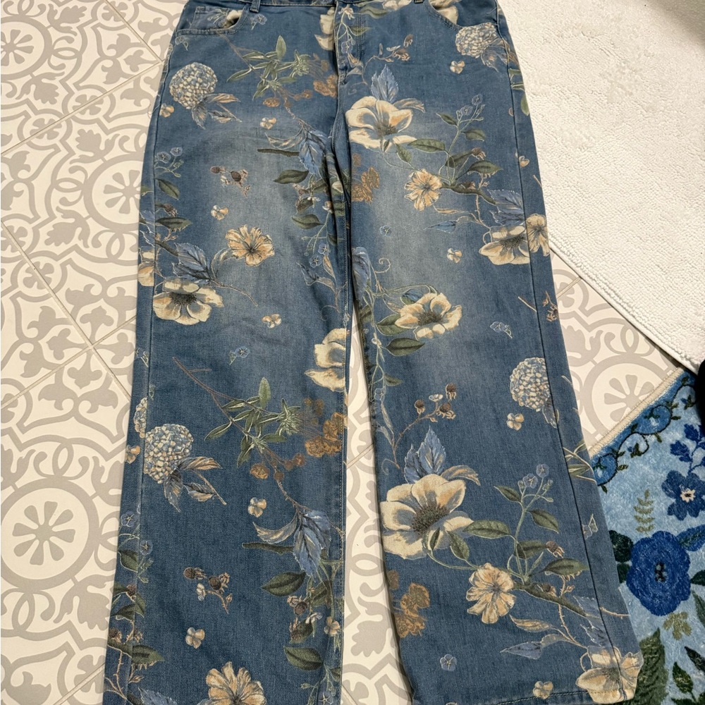 Floral Blue Women's Jeans